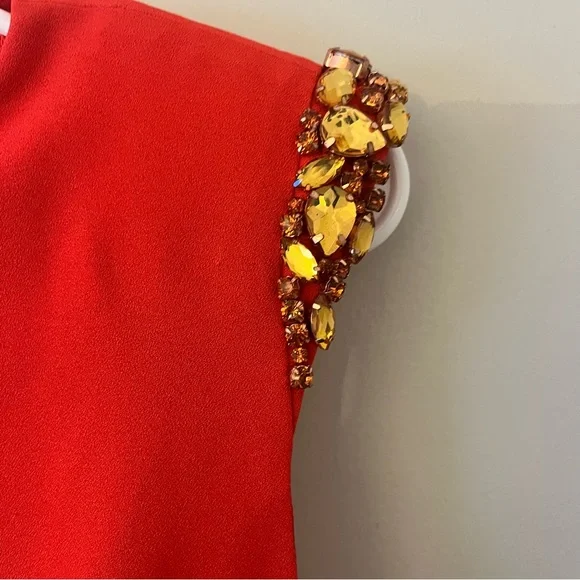 Ted Baker London Red Embellished Sleeveless Fitted Reevah Dress TB Size 1 (US 4) - Picture 6 of 14